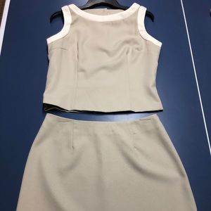 Sage/cream sleeveless top & skirt combo